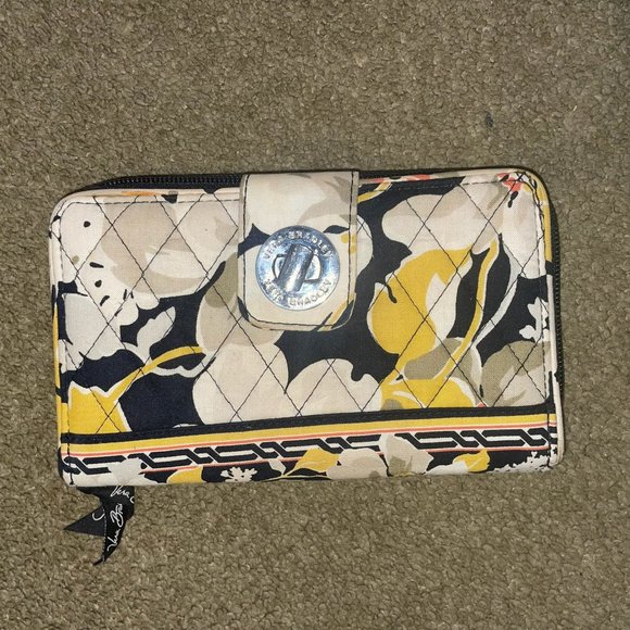 Vera Bradley Turnlock Wallet- Yellow Floral - Picture 1 of 4